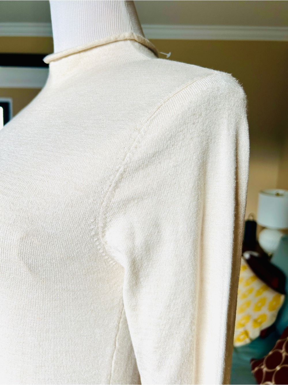French Connection Babysoft Cream Roll Neck Midi Dress Side Slit Medium - Picture 7 of 13